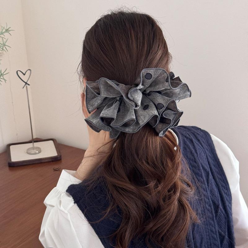 Hochwertiger Stil Grauer Polka-Dot-Rock, Haarnadel, Nischen-Hochwertiger Pferdeschwanz-Haargummi, Dame