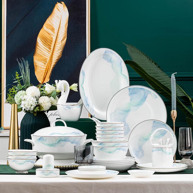 LISM Jingdezhen Chinese Style 60-Piece Ceramic Dinnerware Set