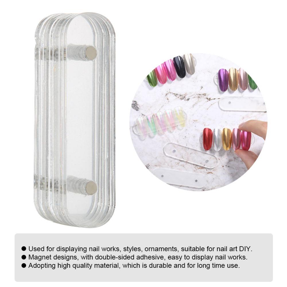 10PCS Magnetic Magnetic Nail Holder Clear Design Acrylic Strip Display  Manicure Practice