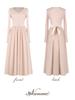 Sweet Narcissus Camellia Knit Dress with Lace Ruffle Collar & Flowy Gauze Skirt
