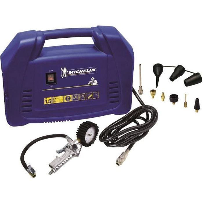 Compresseur Sans Cuve - MICHELIN - 1,5cv - Fonctionnant Sans Huile - Accessoires De Gonflage