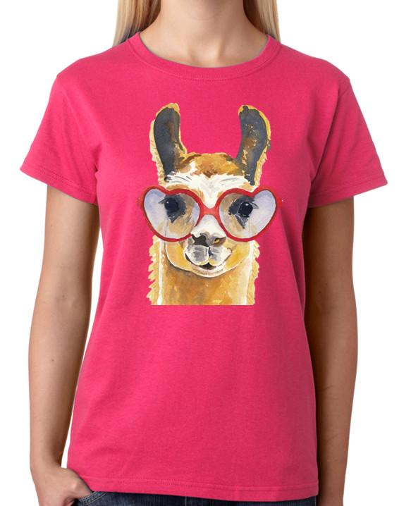 

Llama Wearing Glasses Ladies T-Shirt 3XL