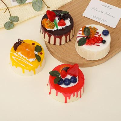 PU Simulation Dessert Mousse Birthday Cake Squeeze Toy for Window Display