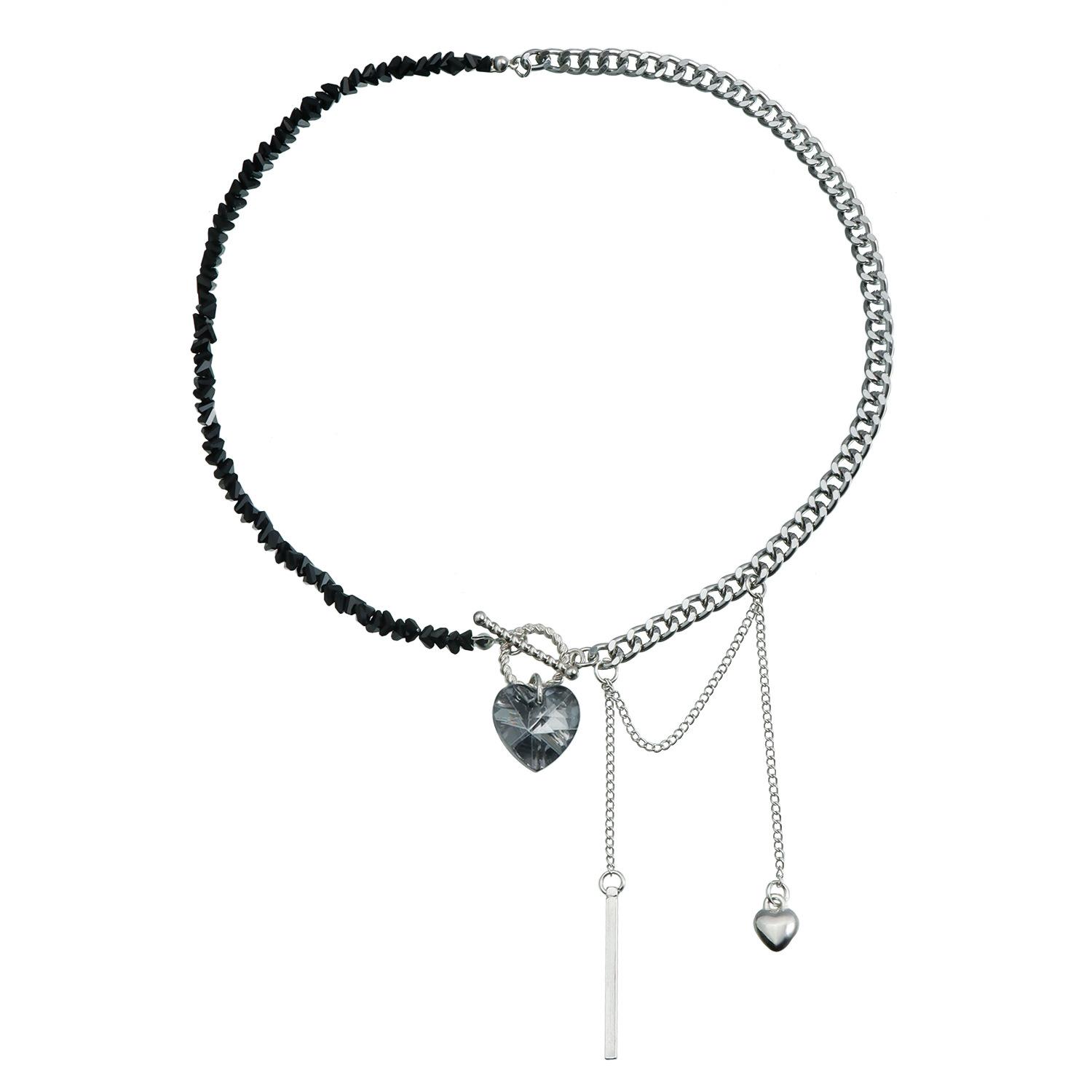 

Стеклянный хрустальный бисер Сердце Цепочка для ключицы Модная бижутерия Ожерелье для женщин