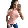 Trendy Women Short Sleeve Off Shoulder Lace Splice Blouse With Comfortable Fit