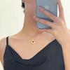 Oval Tiger Eye Stone Copper Pendant Necklace with Stainless Steel Clavicle Chain, 18K Gold-Plated for Women