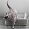 Rectangle Stainless Steel Cat Litter Box Broken-resistant Low Entry Open Spacious Metal Litter Pan Pet Accessories