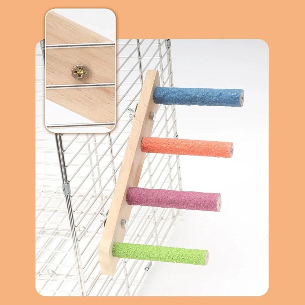 Grinding Claws Bird Wood Ladder Sturdy Parrot Climbing Rack Bird Perch Stand Toy  Perch Shelf