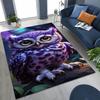 New Mysterious Owl Colorful Cartoon Birds Rug for Bedroom Living Room Sofa Home Doormat Decor,Large Kid Non-slip Floor Mat