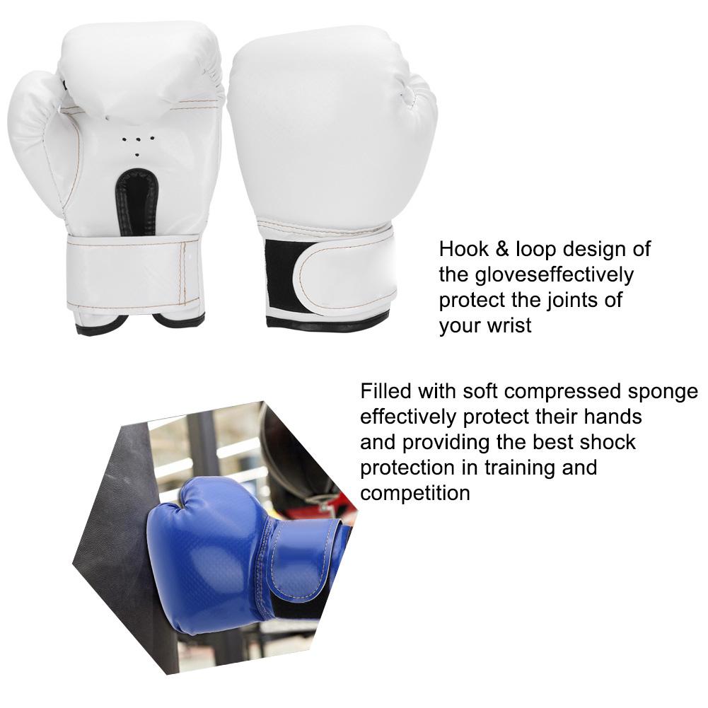 Children PU Leather Kids Boxing Fighting Sparring Punching Sandbag Gloves Training Mitts(White)
