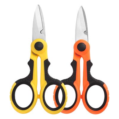 1PC Stainless Steel Luya Fishing Scissors Portable Anti-lost Daima Pe Line Scissors Open Ring Binding Hook Pliers Missed Rope Fish Scissors