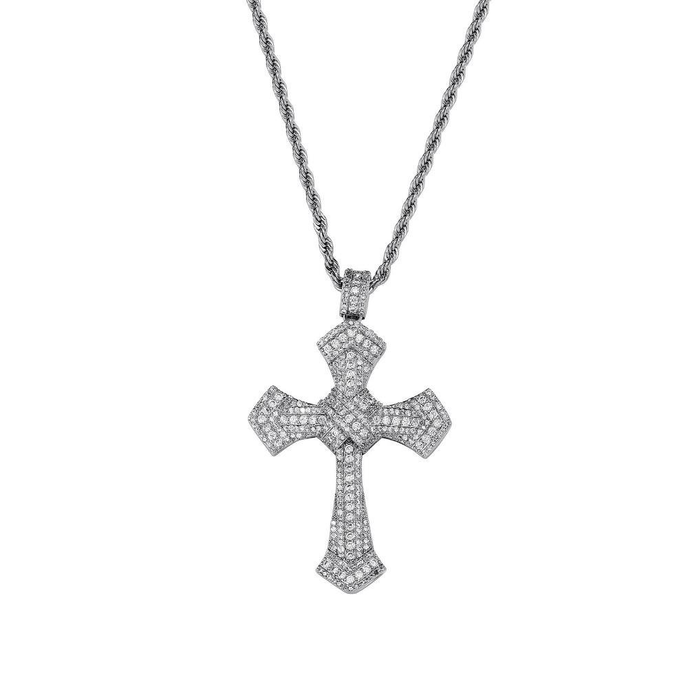 Zircon Cross Pendant Necklace Stylish Unisex Jewelry for Men Women Fashion Accessories Gift