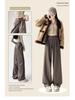 Women's 2025 Black Leather Wide-Leg Slimming High-Waisted Pants