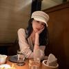 Spring and Autumn Simple Newsboy Hat White Black Cap Female Casual Sunshade Artist Hat Show Face Small Octagonal Hat Tide