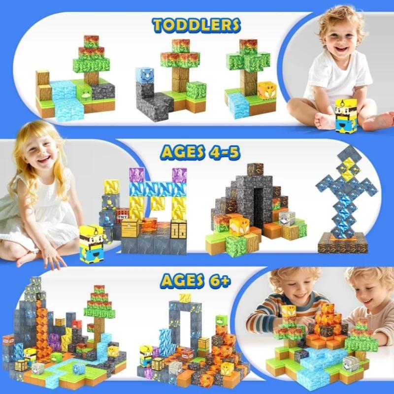 Magnetic Building Blocks Mine World Cube Magnet World Set for Kid DIY Model Children Stem Best Montessori Sensory Toy