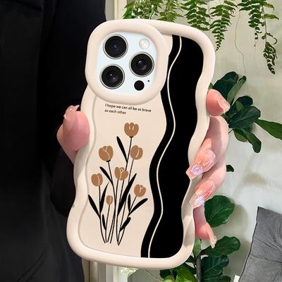 Flowers Pattern Phone Cover for iPhone 11 12 13 14 15 Pro Max 6 6S 7 8 Plus Xs Wave Edge Shockproof Protective Rubber Case