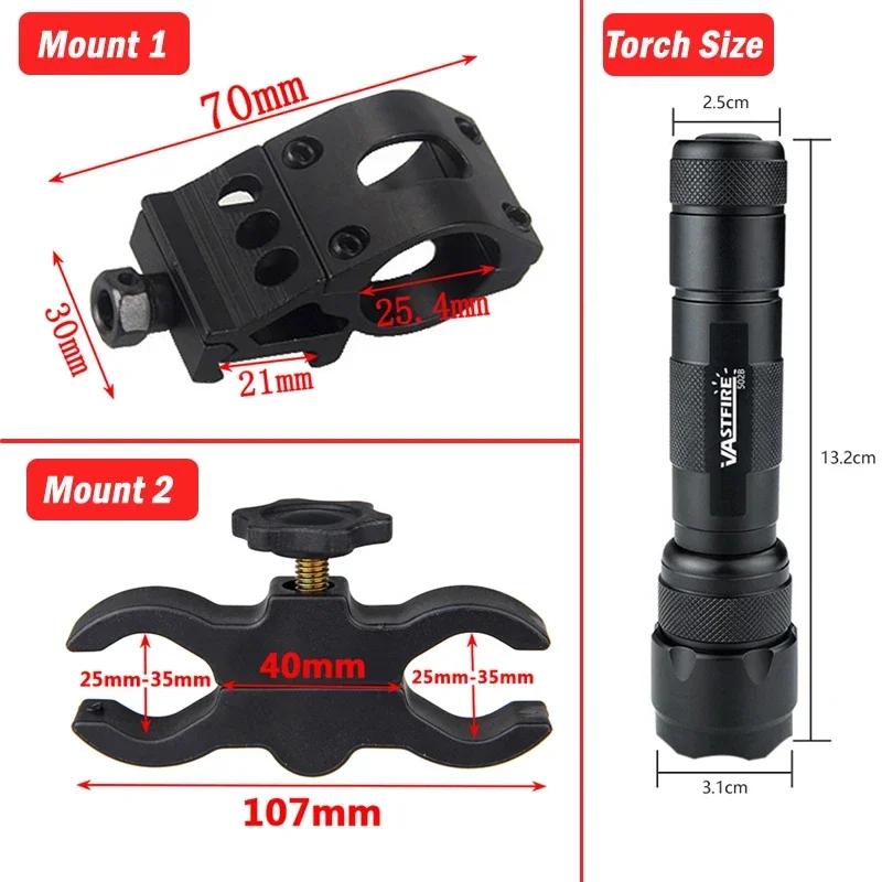 LED Hunting Flashlight Green 502B Tactical Torch Green Light 1-Mode Waterproof Outdoor Light Mount+Switch USB Rechargeable Lamp
