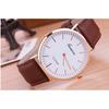 Geneva Leather Strap Ultra-Thin Quartz Watch: Unisex Fashion with Two-Hand Design