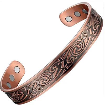 Malinaisi Nouveau Bracelet Magnétique pour Femme Bracelet Cuivre Floral