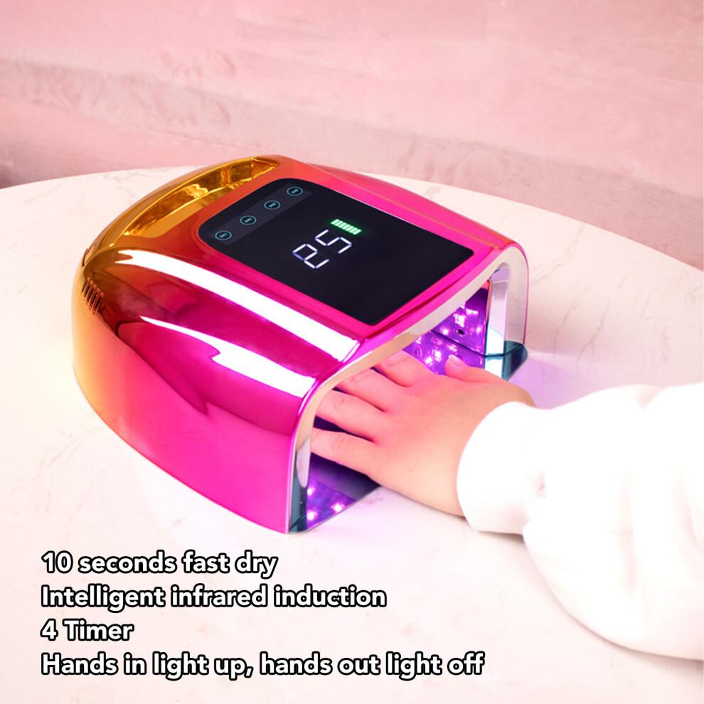 UV Nail Light 96W 42 Light Chips Rechargeable Nail Curing Lamp Nail Dryer for Gel Polish Silver Plating Color 100‑240V EU Plug
