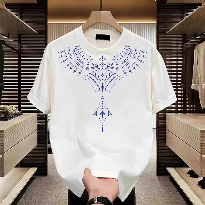 Trendy Brand Short-Sleeved Pure Cotton Men'S Printed T-Shirt Trendy Men'S And Women'S Versatile Round Neck T-Shirt Men'S
