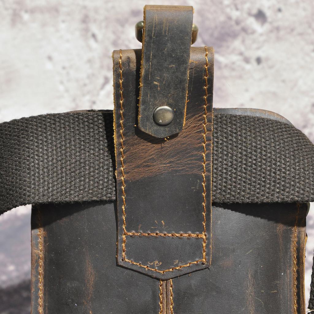 Men Top Layer Crazy Horse Leather Small Waist Bag With Hook 6 Inch Outdoor Phone Storage Pouch belt bag