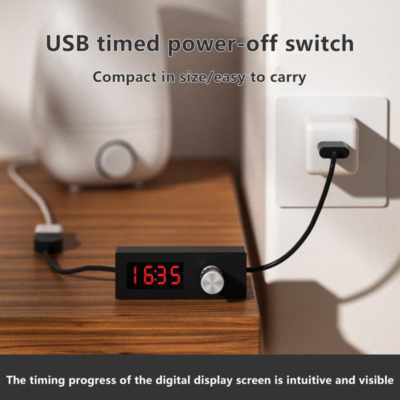 24h Automatic Shutdown Timer Digital Countdown Timer USB Switch Cable Wire Portable Adjustable Timer Switch For Home/Office Use