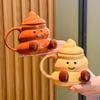 Cute and Funny Poop Cup Couple Ceramic Mug, Coffee Cup Multifunctional with Spoon Multifunctional Drinking Cup for Men and Women