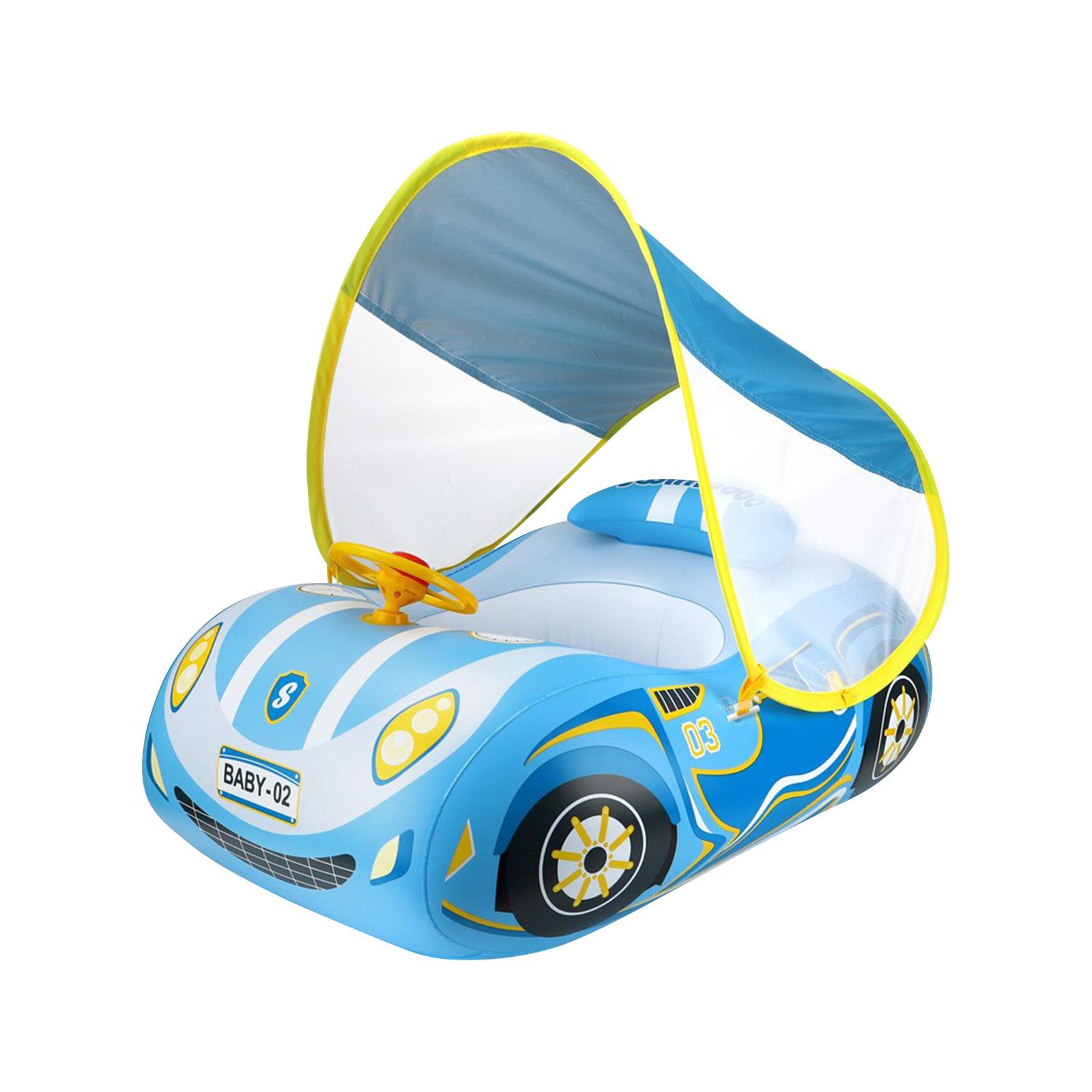 

Надувной круг для автокресла, детский круг для плавания, с солнцезащитным козырьком, круг для сиденья с рогом, 1 шт., детские игрушки для бассейна One Size синий