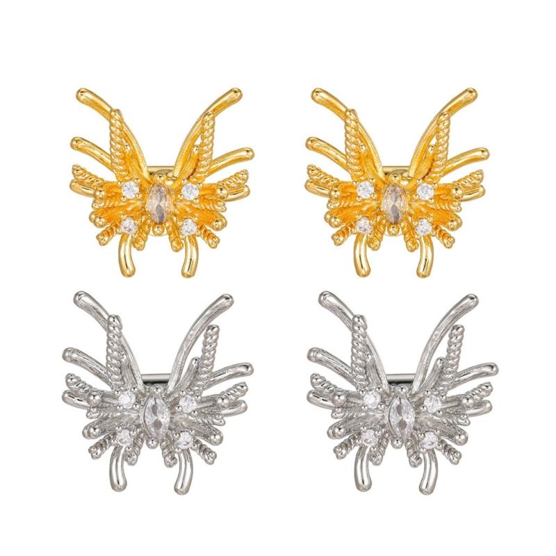 1pair Elegant Butterfly Shape Ear Clip Earphone Charms With Sparkling Zircon Stones For Freeclip1 2 Headphones Charms