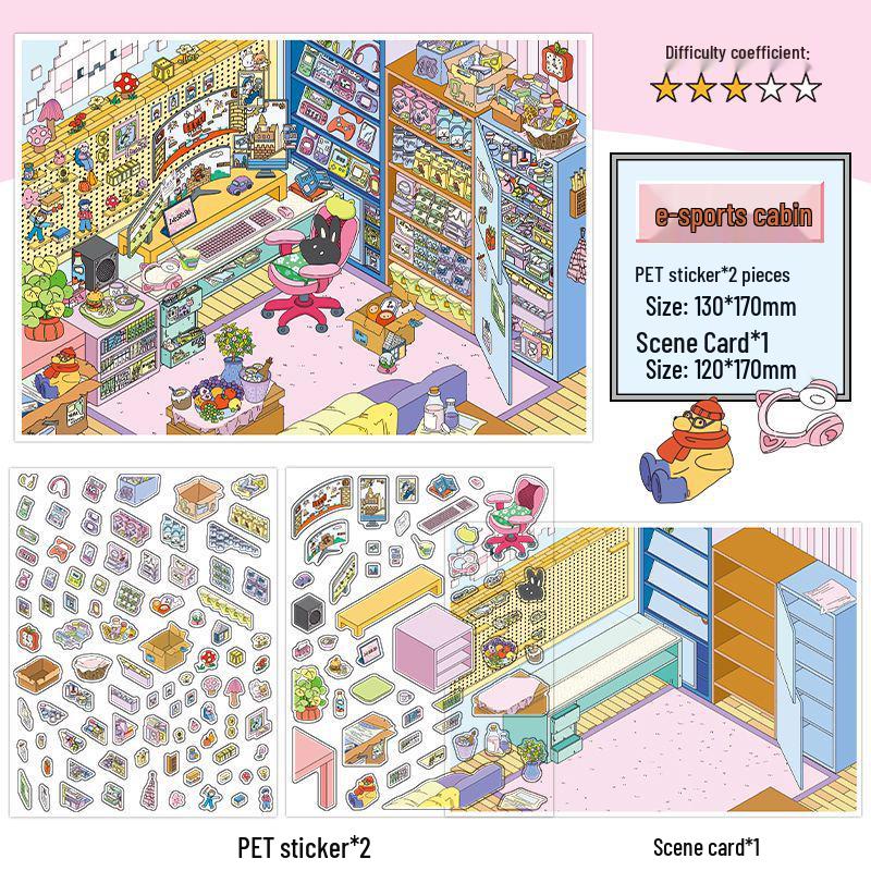 Infeel.Me My Little House 3D Scenery Stickers - Miniature Two-Layer Quiet Book Series
