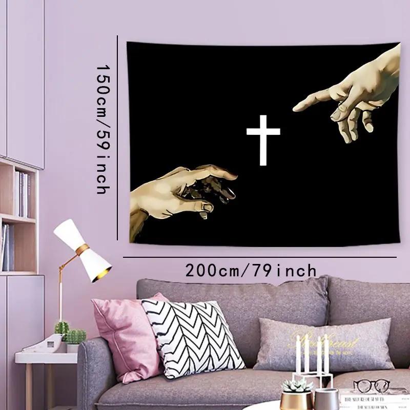 Gothic Christ Cross Tapestry Art Wall Hanging Bedroom Dormitory Studio Aesthetics Polyester Wall Decoration