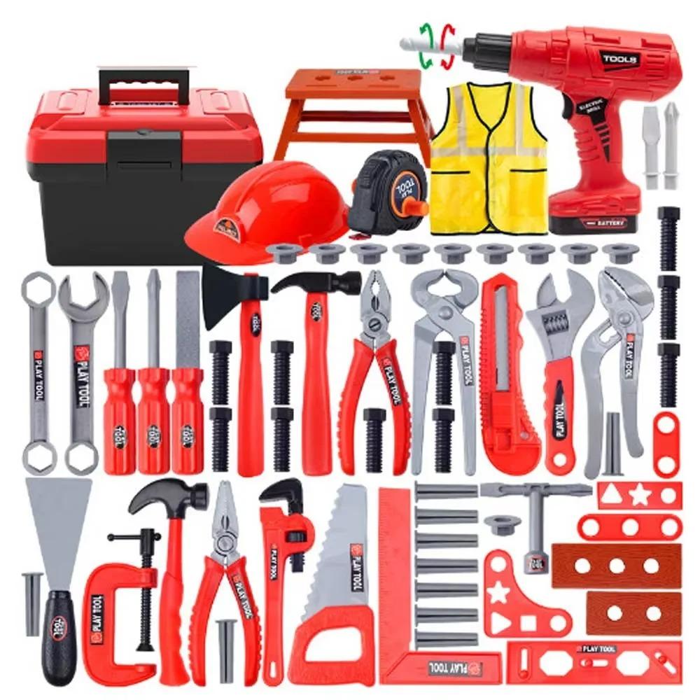 Kids Repair Toolbox Toy Set, Simulation Engineering Tools with Drill, Educational Pretend Play Gifts for Boys