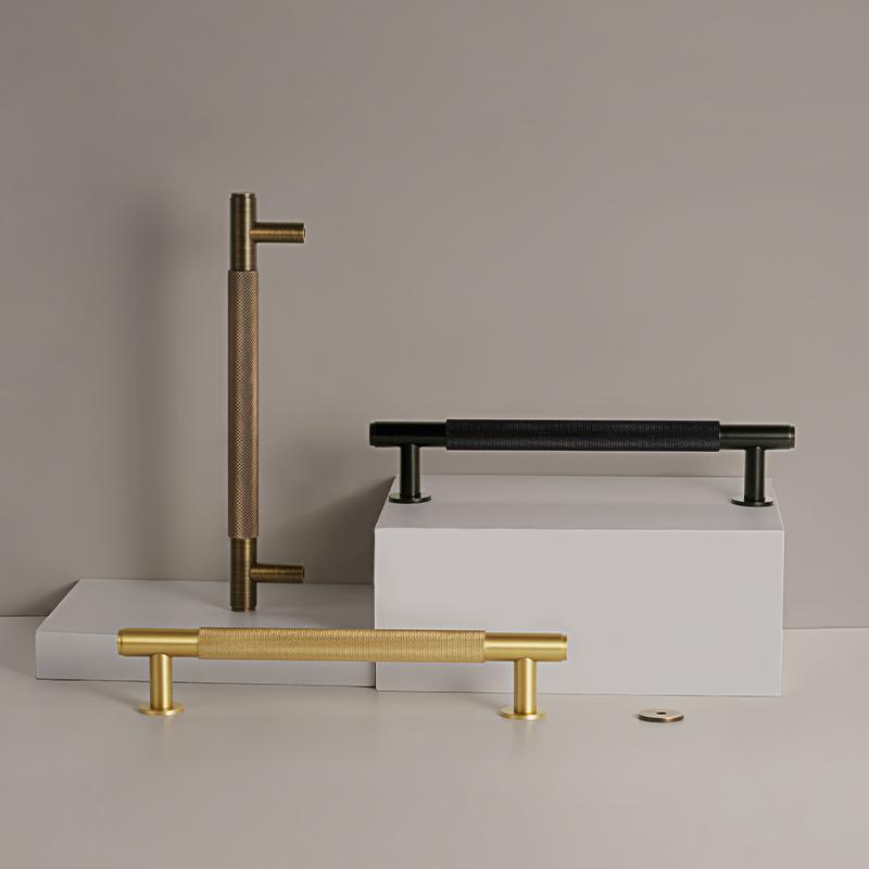 Dooroom Brass Knurled Door Handles Double Door Wood Door Shower Room Single Side Double Side Matt Gold Black Antique Brass Pulls