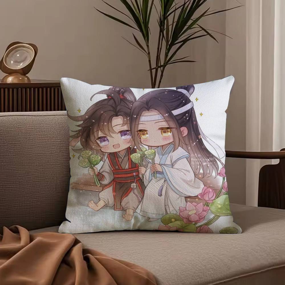 New Arrival Mo Dao Zu Shi Pillow Case Anti-dustmite Pillowcase Invisible zipper silky short plush Sofa cushion cover