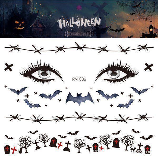Halloween Kids' Waterproof Cartoon Tattoo Stickers - Cute Pumpkin, Ghost, and Skull Designs for Face Makeup