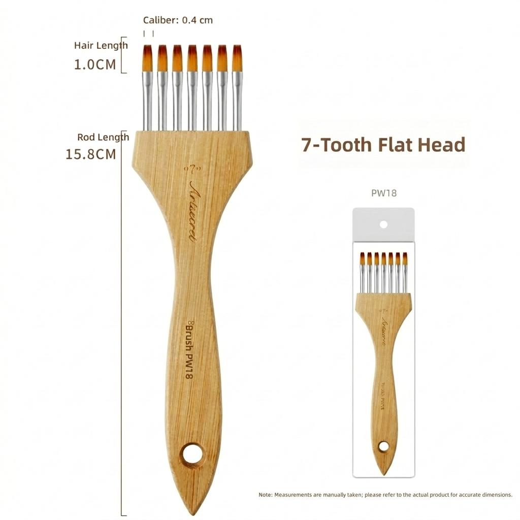 Multi-tooth Pen Comb Multifunctional Watercolor Acrylic Gouache Wood Handle Flat Peak Artist Paint Brush