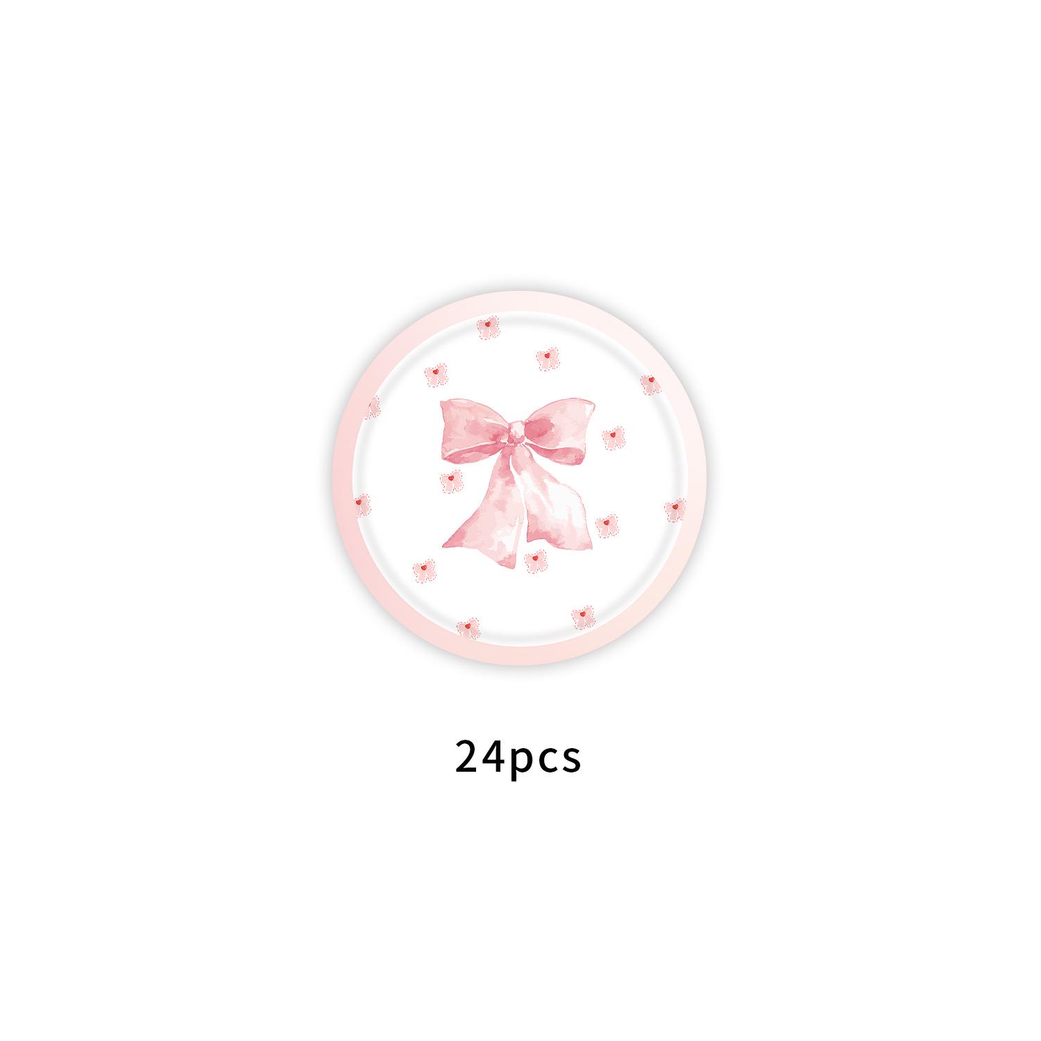 Pink Bow Birthday Party Disposable Plates & Decorations Set