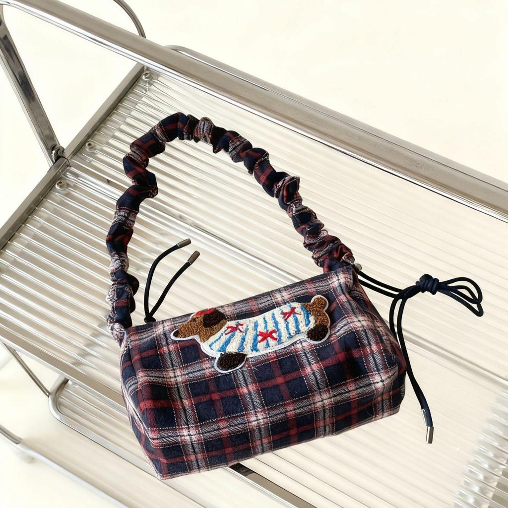 Cute Dachshund Cartoon Suede Shoulder Handbag - 2025 Niche Women's Underarm Square Bag