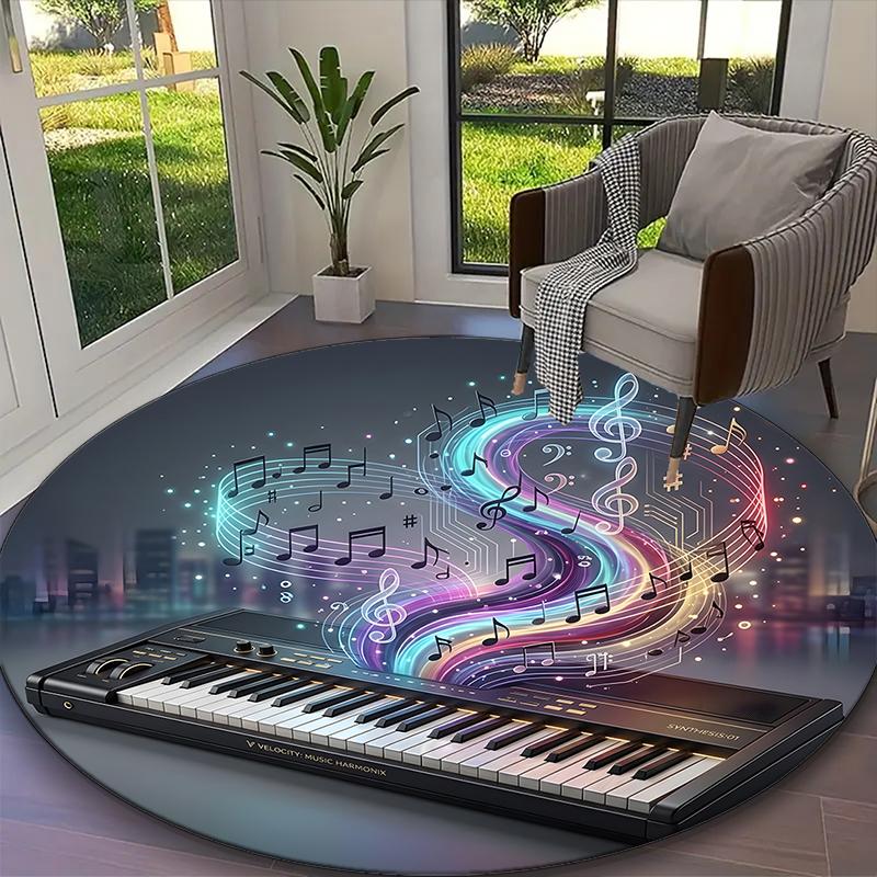 1pc Office Carpet, Musical Chair Rug, Living Room Printed Round Rug, Home Chair Floor Mat