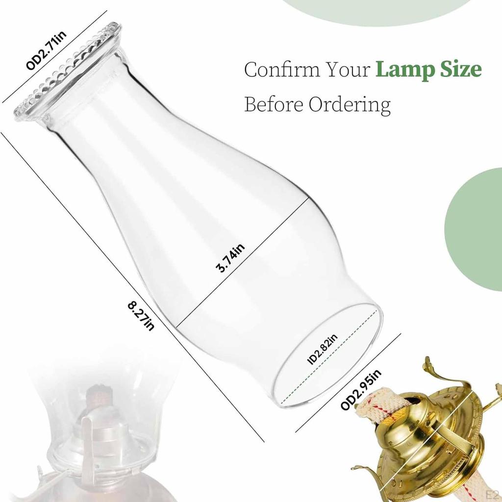 Oil Lamp Chimney,3inch Base Lamps Globe Replaces Clear Glass Shade for Porches Fireplace Bar