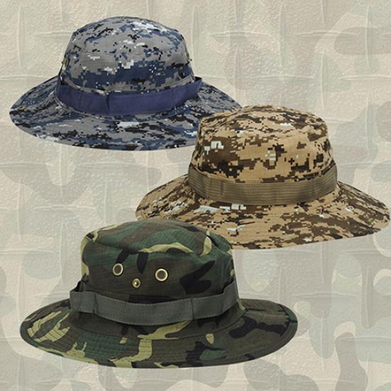 Sun Hat Snap Closure Wide Brim Multipurpose Camouflage Bucket Boonie Hat for Hunting