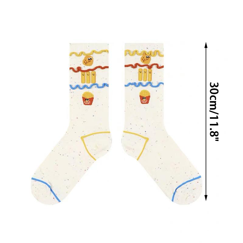 Δημιουργικές αστείες χαριτωμένες τηγανιτές κάλτσες ουράνιο τόξο Κάλτσες μεσαίου σωλήνα Κάλτσες στοίβα Γυναικείες κάλτσες Βαμβακερές κάλτσες