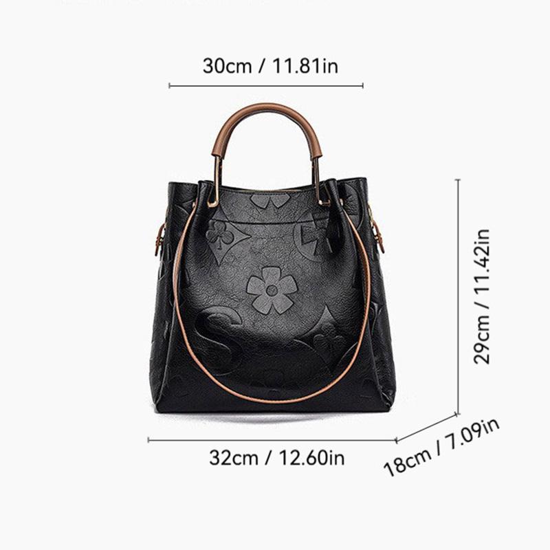Women Bucket Bag Luxury Designer Handbag Vintage Embossed Faux Leather Tote Bag for Women Large Capacity Female Shoulder Bag Crossbody Bag