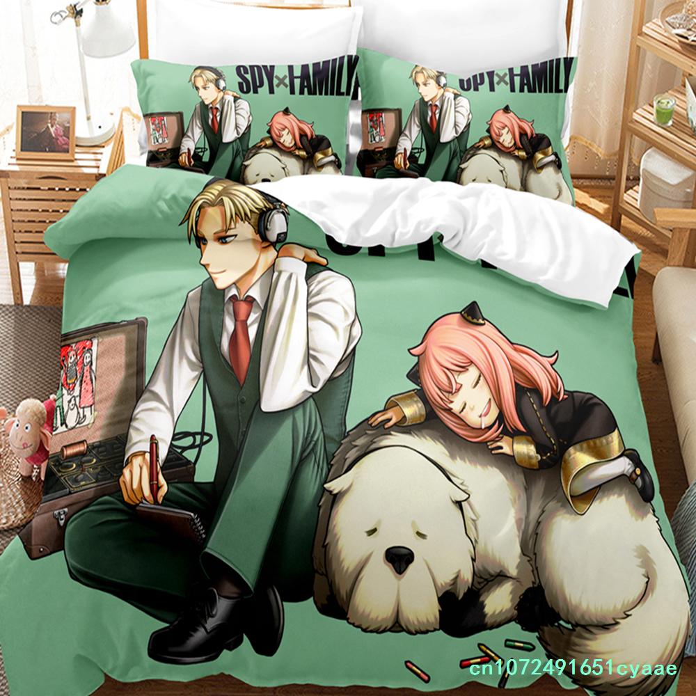 SPY×FAMILY Bedding Set Anime Anya Forger Quilt Cover Single Double Size With Pillowcase Boys Girls Bedspread