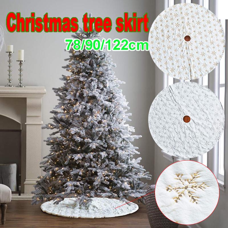 Buy Christmas Tree Skirt 48 Inches Large White Luxury Faux Fur Tree