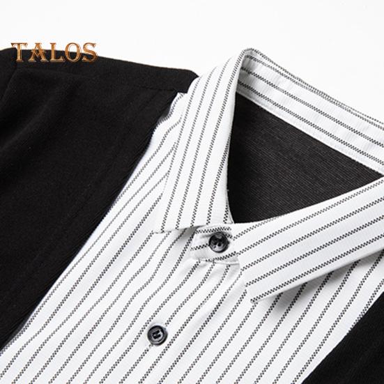 Pánská košile Falešný Dvoudílný cardigan Zapínací límec Jednořadý pruhovaný Dlouhé rukávy Barevně ladící Pletený Formální Business Styl Top