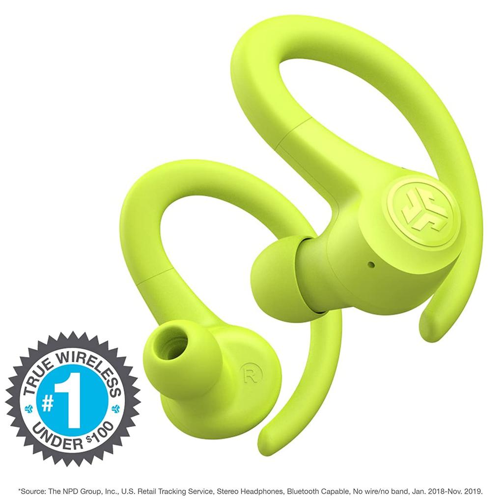 Official JLab Go Air Sport Wireless and for and the with Compatible with iPhone and Single 32 Hours of Earhook Official JLab Yellow Earbuds,