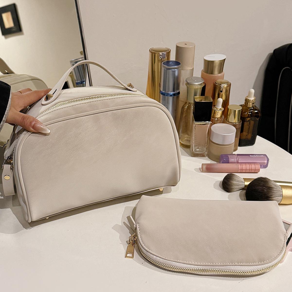 

Trendy Minimalist Fashi Toiletry Storage Bag New Model Large Capacity Portable Makeup Bag for Commuting and Work Gift бежевый