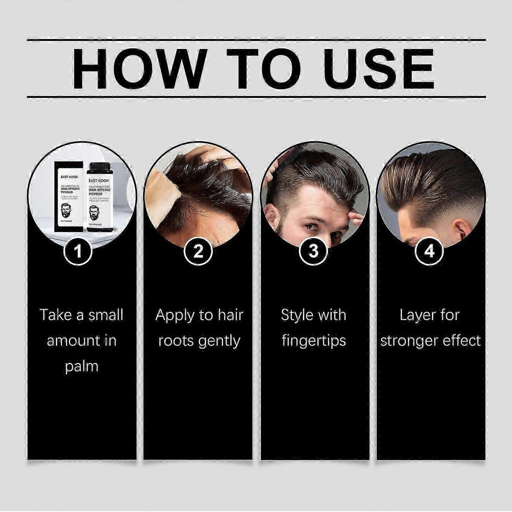 Men's Hair Texture Powder - Natural, Non-Sticky Volumizing Styling Powder for Fluffy, Layered Hair - Easy Application, 15g